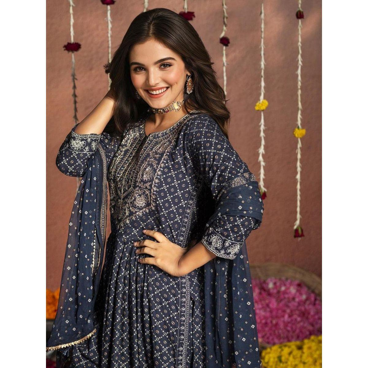 Ishin Floral Print Viscose Kurta and Trousers and Dupatta Set-women-clothing-ethnicwear-kurtasets-image-1