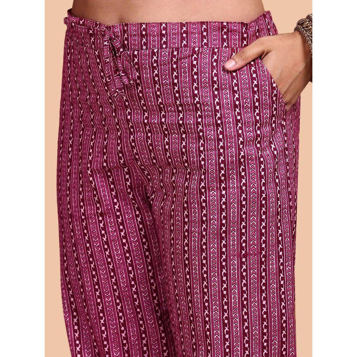 مجموعة من جاكيت وبنطال مع كورتا بطبعة زهور-women-clothing-ethnicwear-kurtasets-image-3