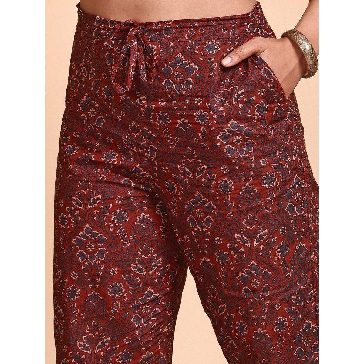 مجموعة من جاكيت وبنطال مع كورتا بطبعة زهور-women-clothing-ethnicwear-kurtasets-image-3