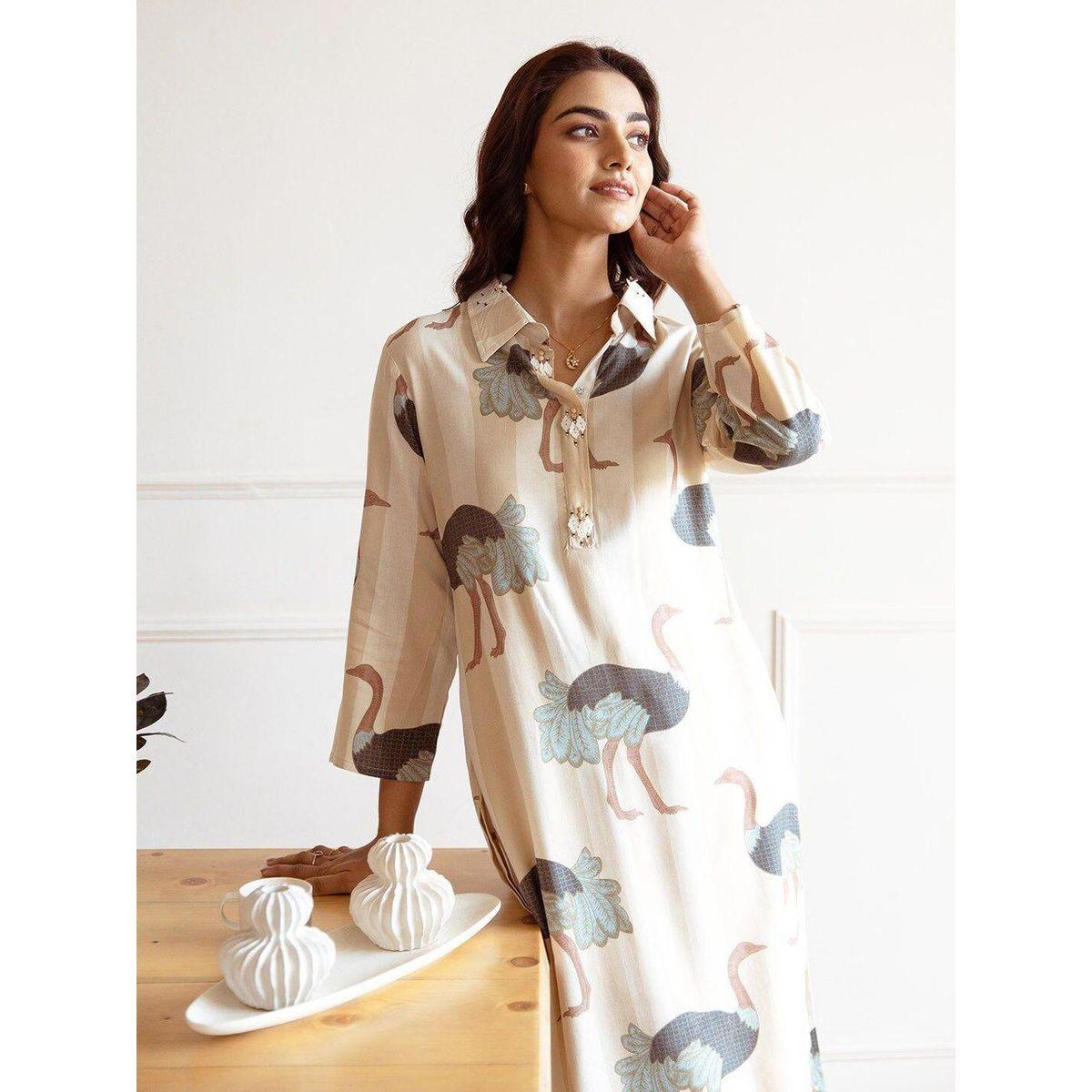 Ishin Graphic Print Collared Kurta and Trousers Set-women-clothing-ethnicwear-kurtasets-image-2