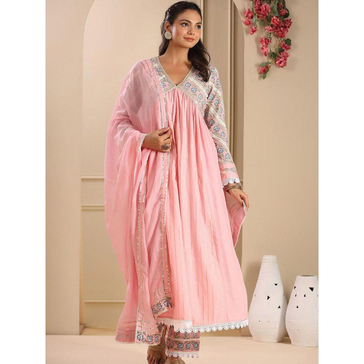 مجموعة من دوباتا وبنطال مع كورتا بطبعات-women-clothing-ethnicwear-kurtasets-image-2