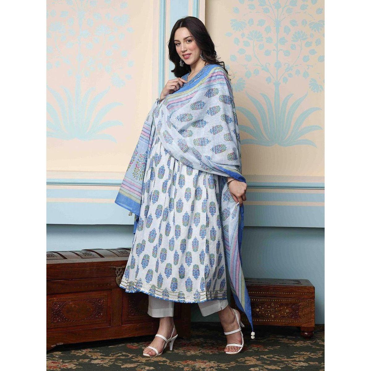 Ishin Floral Print Kurta with Trousers and Dupatta Set-women-clothing-ethnicwear-kurtasets-image-5