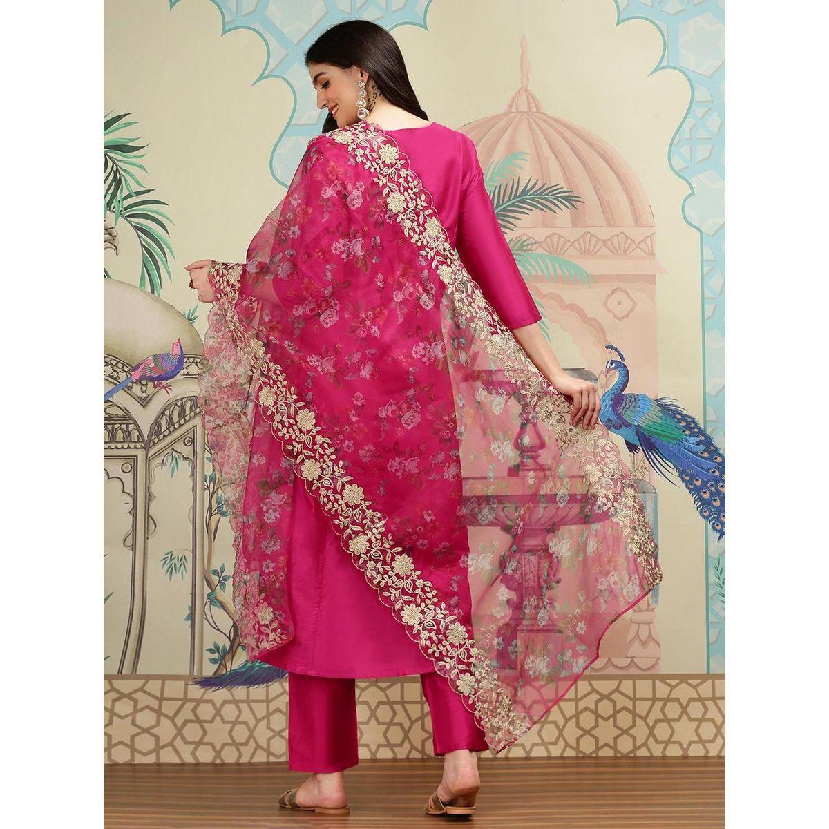 Ishin Solid Kurta with Trousers and Dupatta Set-women-clothing-ethnicwear-kurtasets-image-2