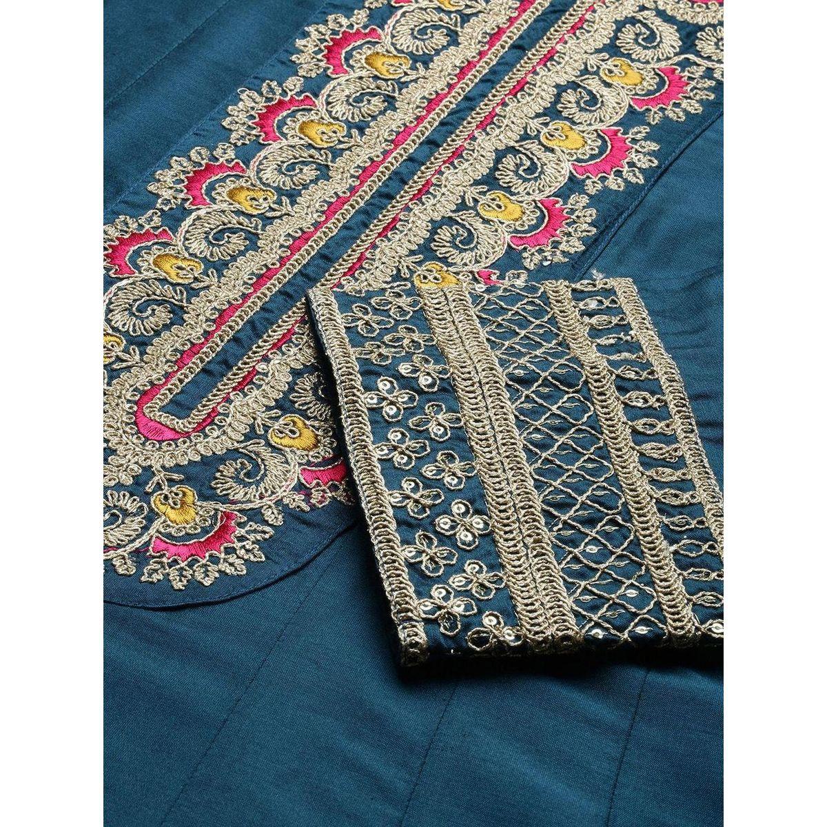 مجموعة من دوباتا وكورت بتفاصيل مُطرّزة-women-clothing-ethnicwear-kurtasets-image-2