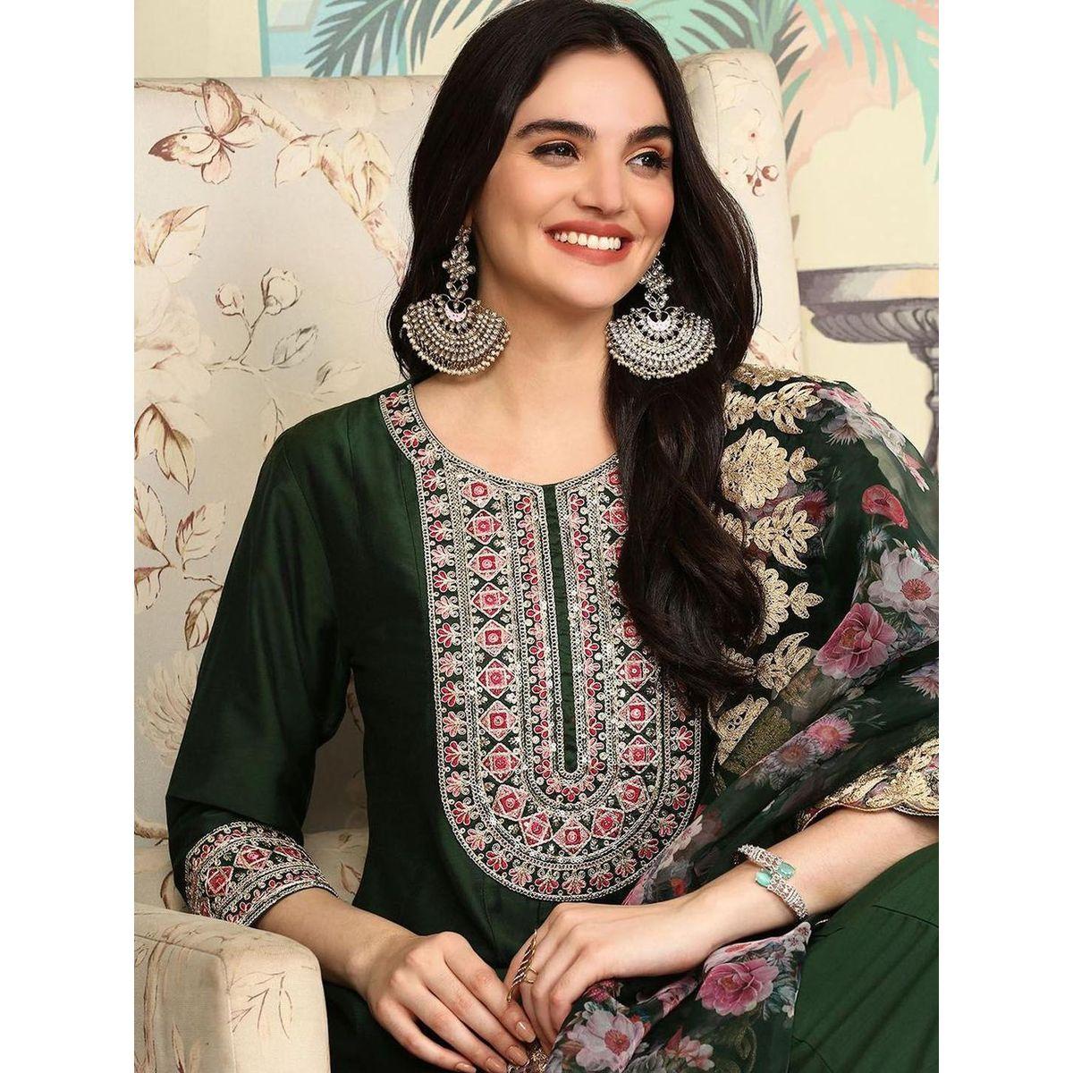 مجموعة من دوباتا وكورت بتفاصيل مُطرّزة-women-clothing-ethnicwear-kurtasets-image-2