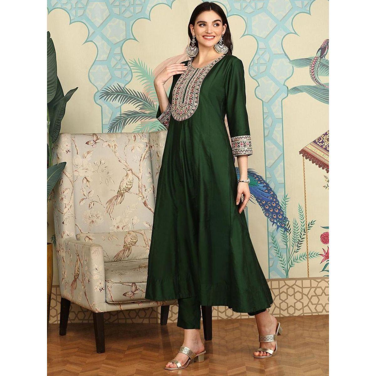 مجموعة من دوباتا وكورت بتفاصيل مُطرّزة-women-clothing-ethnicwear-kurtasets-image-4