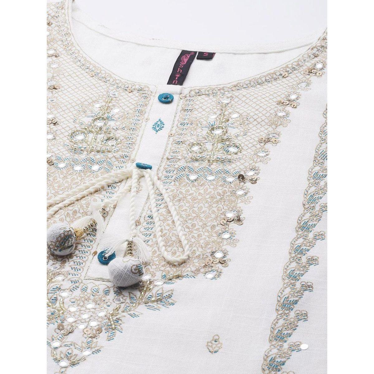 Ishin Embroidered A-Line Kurta with Sharara and Dupatta Set-women-clothing-ethnicwear-sareesets-image-2