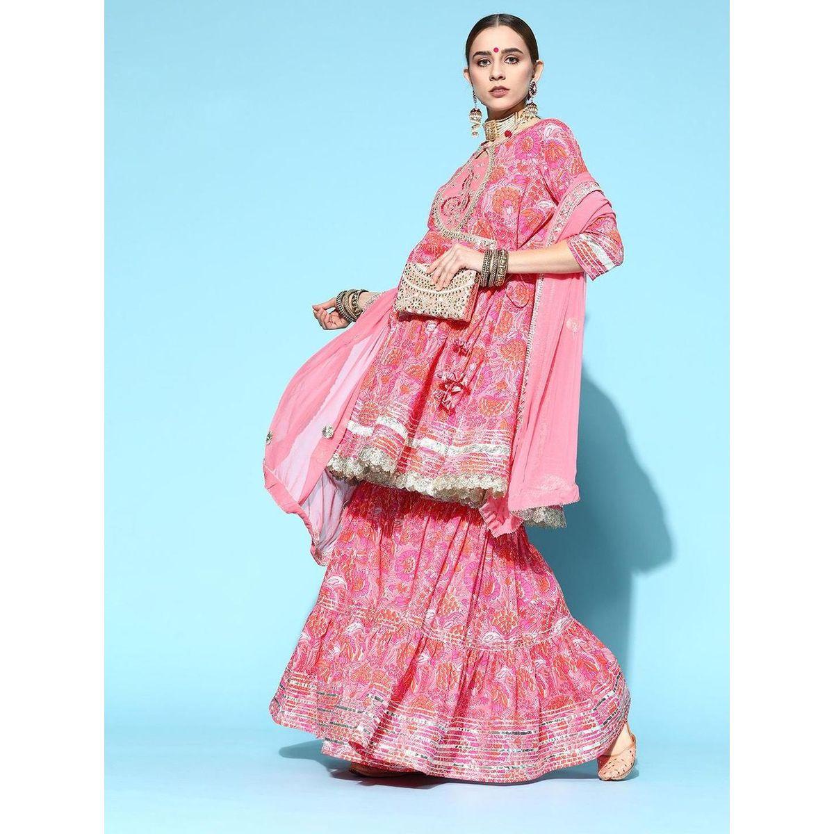مجموعة من بنطال شرارة مع كورتا-women-clothing-ethnicwear-sareesets-image-3