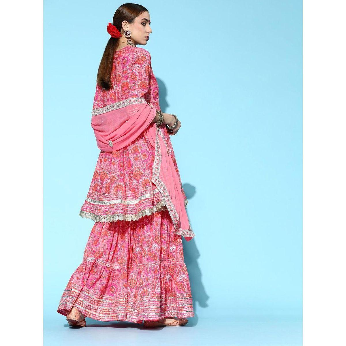 مجموعة من بنطال شرارة مع كورتا-women-clothing-ethnicwear-sareesets-image-4