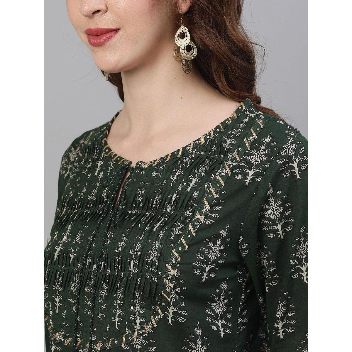 Ishin Printed Round Neck Kurta and Palazzos Set-women-clothing-ethnicwear-sareesets-image-2