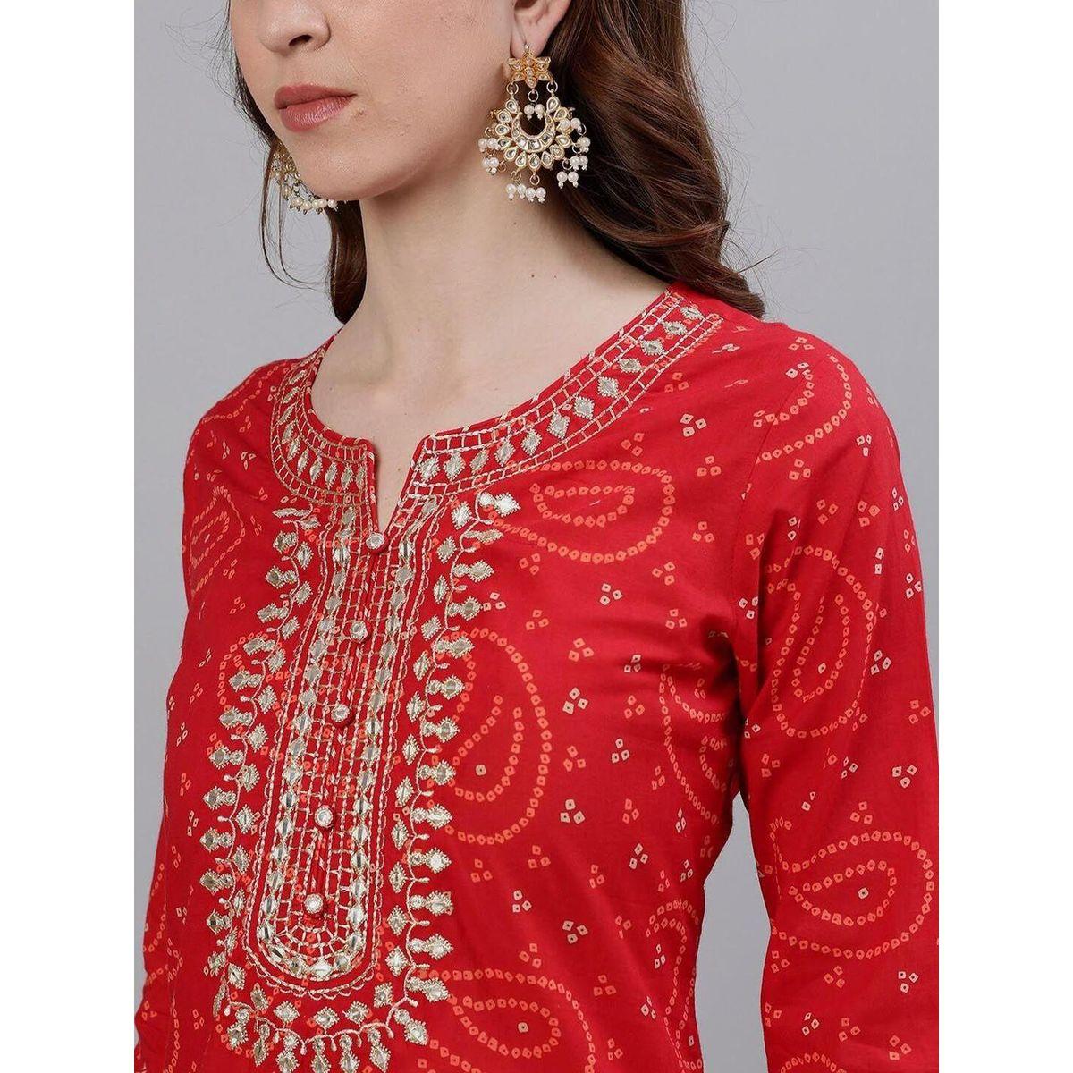 Ishin Embroidered Notch Neck Kurta with Skirt and Dupatta Set-women-clothing-ethnicwear-sareesets-image-2