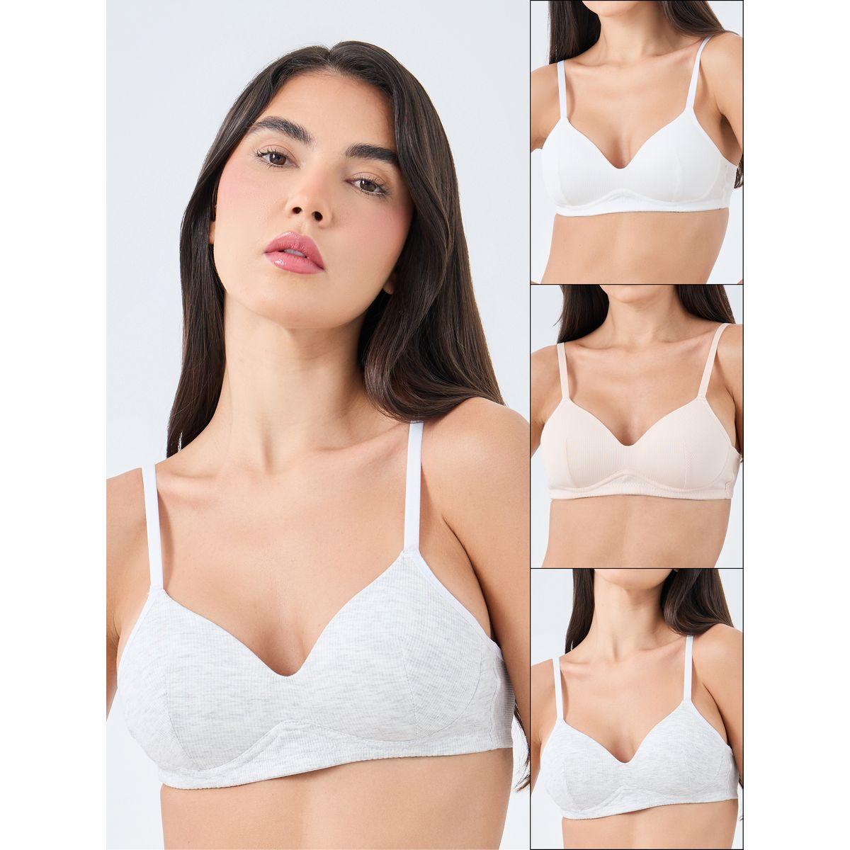 Styli Pack of 3 - Non Wired Ribbed T-Shirt Bra-women-clothing-lingerie-bras-image-1