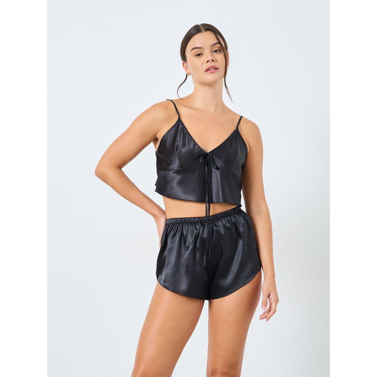 Styli Solid Satin Cami and Shorts Set-women-clothing-lingerie-lingeriesets-image-1