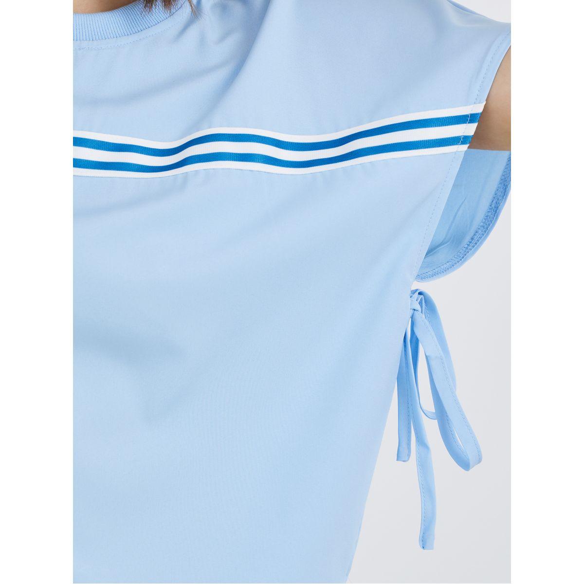 طقم منسق من بنطال وبلوزة بياقة دائرية وشريط-women-clothing-coordsets-image-4