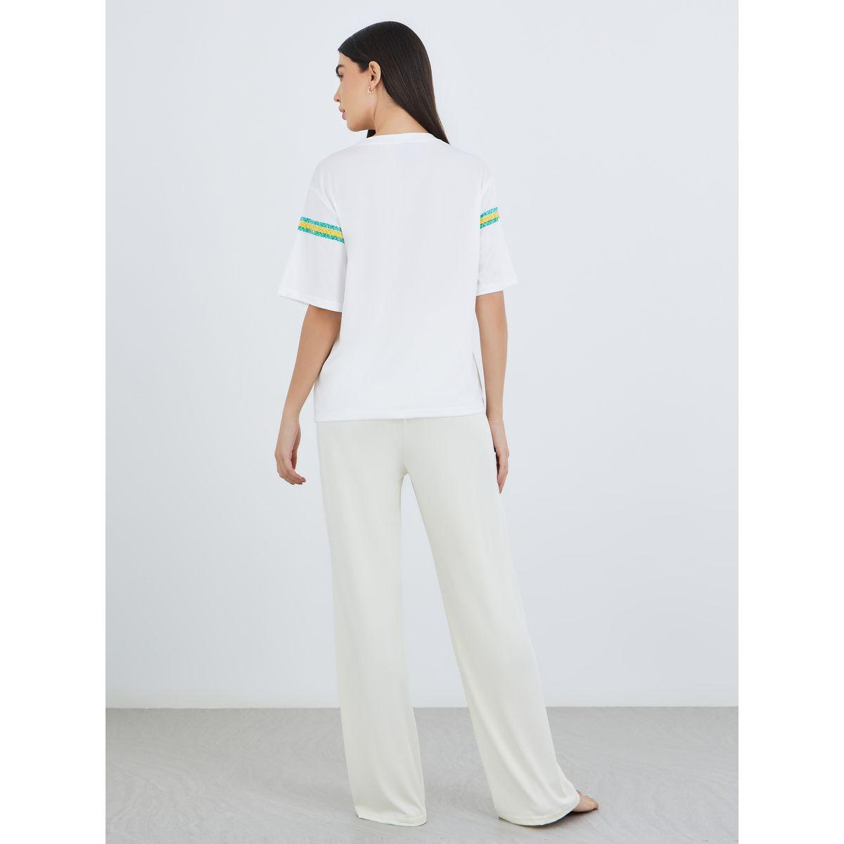 Styli Striped Detail T-Shirt and Pyjama Set-women-clothing-nightwear-pyjamas-longsets-image-6