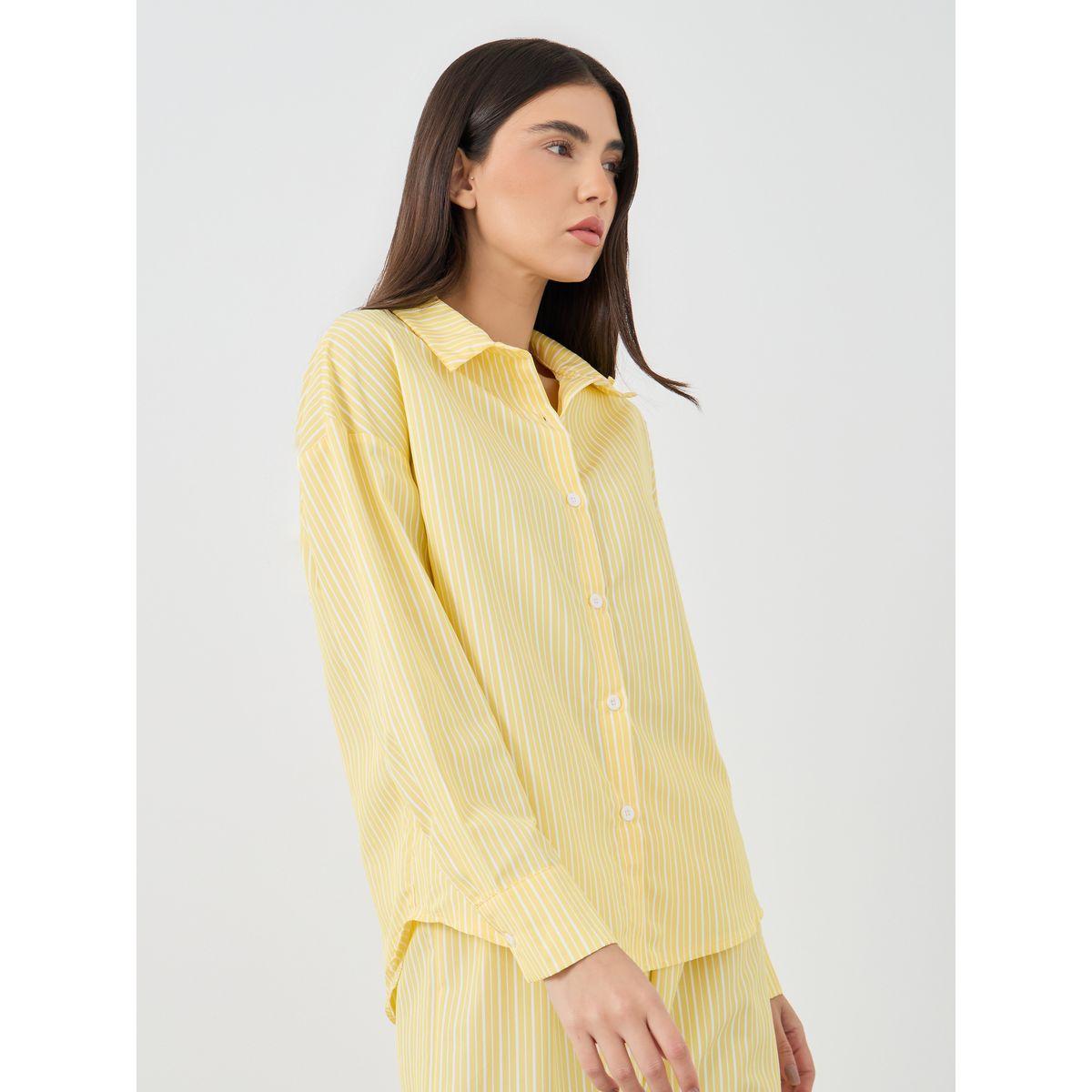 Styli Striped Buttoned Shirt and Pyjama Set-women-clothing-nightwear-pyjamas-longsets-image-3