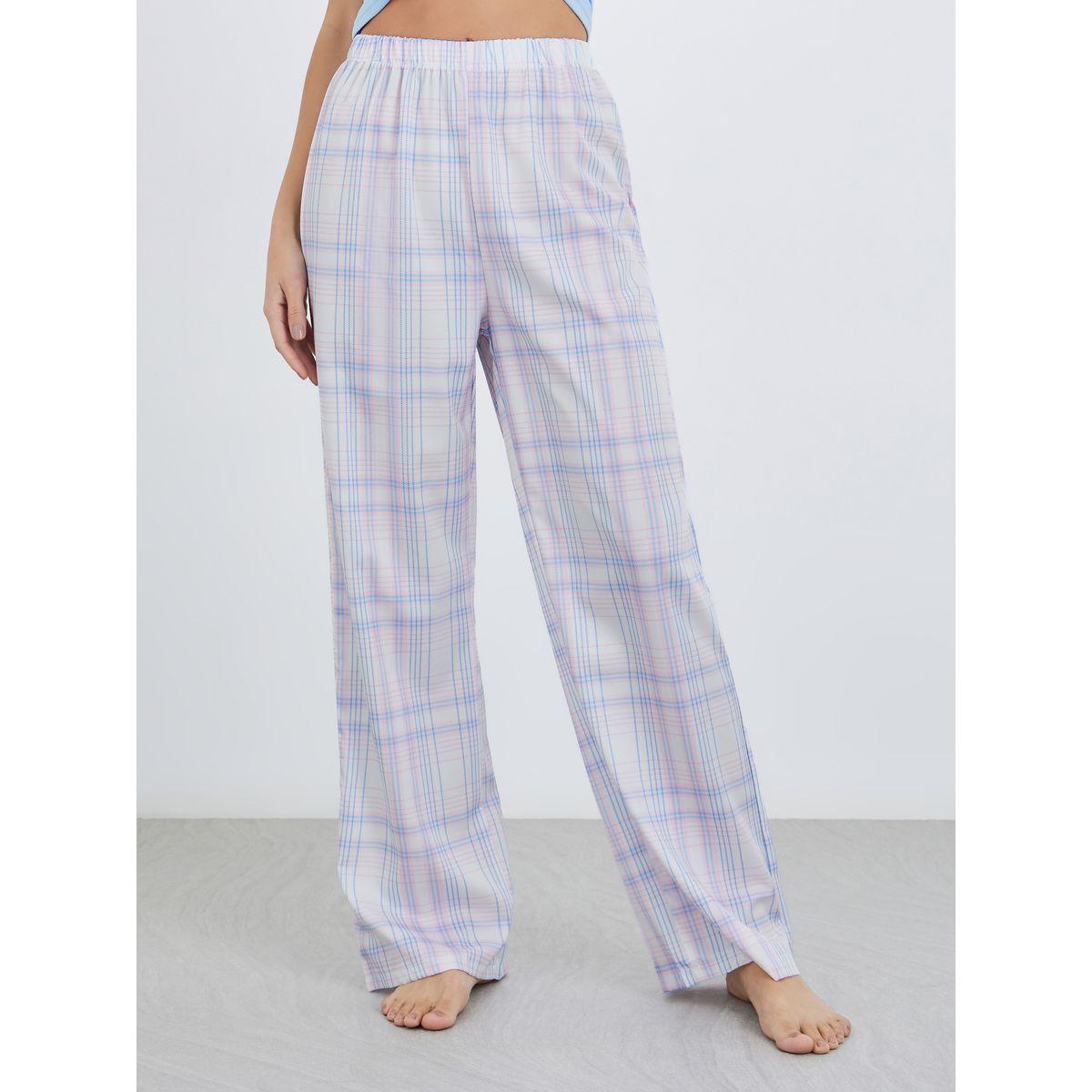 Styli Solid Cami Top and Checked Pattern Pyjama Set-women-clothing-nightwear-pyjamas-longsets-image-4