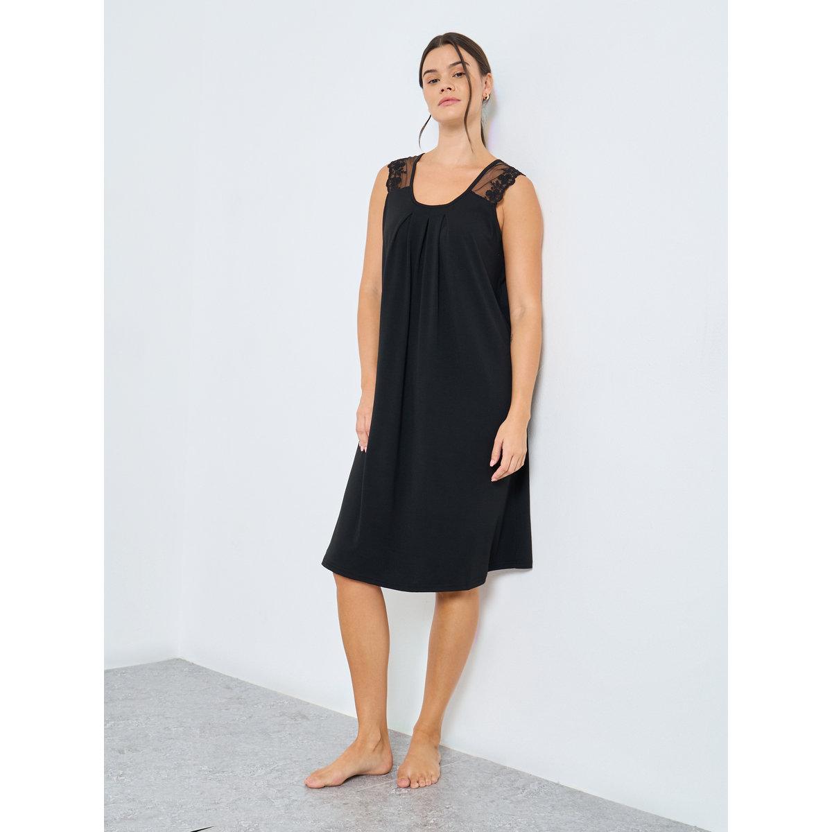 Styli Front Pintuck Shoulder Lace Detail Slip Dress-women-clothing-nightwear-nighties-image-1