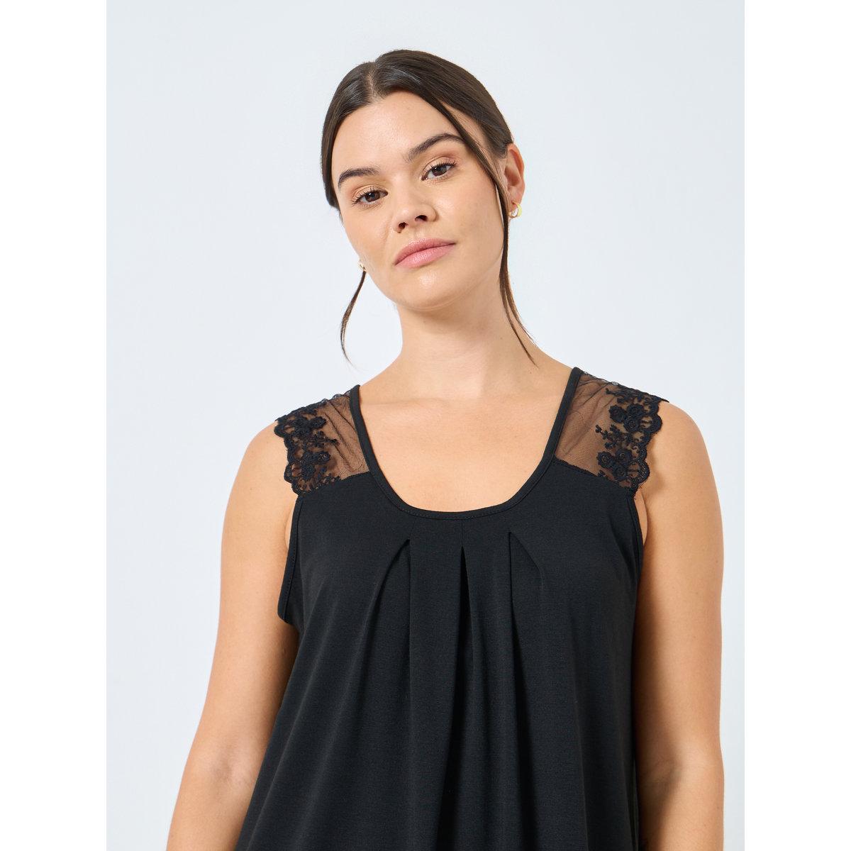 Styli Front Pintuck Shoulder Lace Detail Slip Dress-women-clothing-nightwear-nighties-image-3