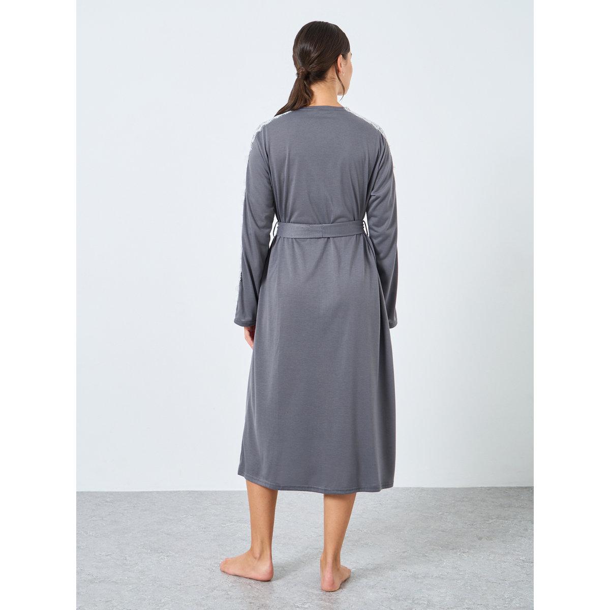 Styli Jersey Contrast Shoulder Lace Trim Robe-women-clothing-nightwear-robes-image-4