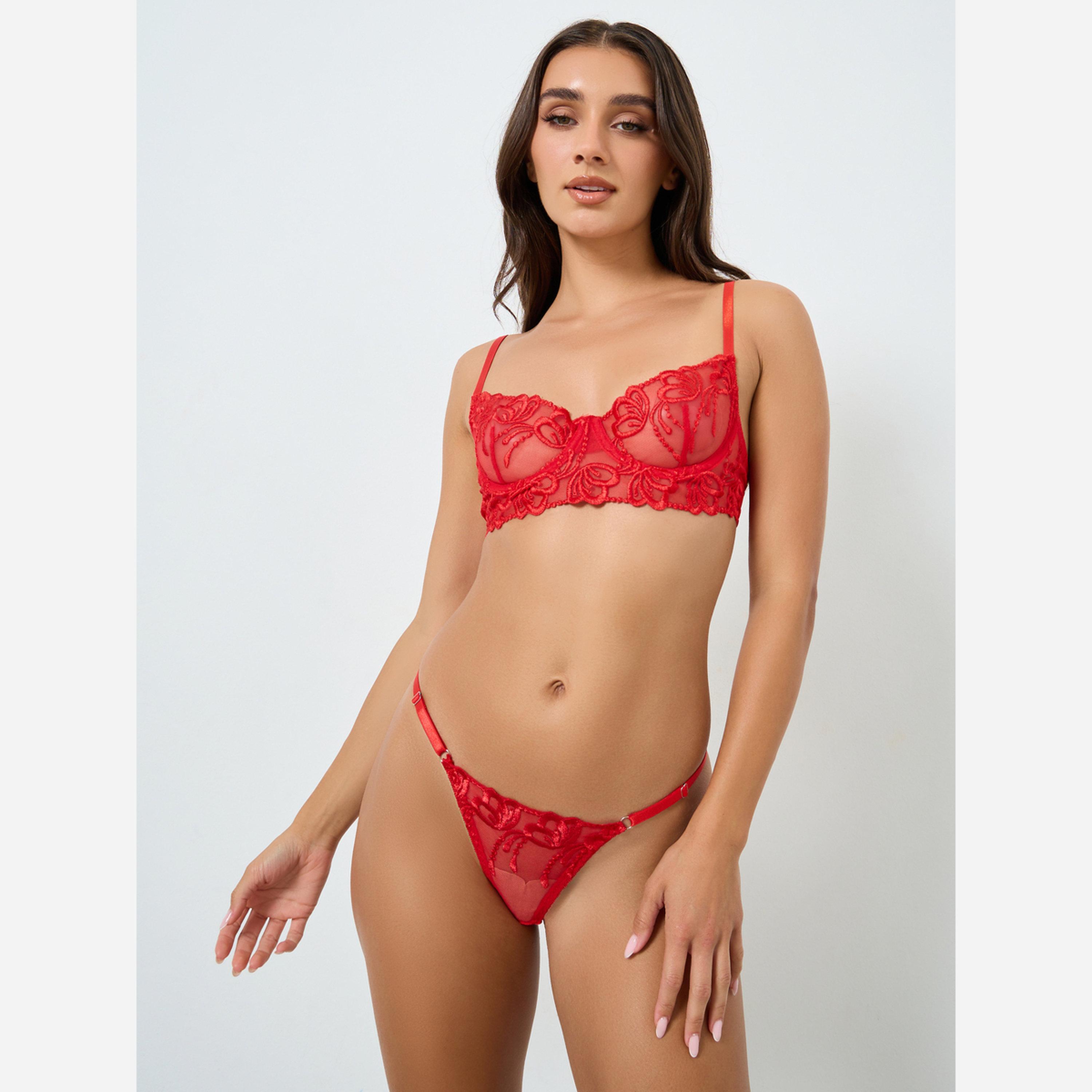 Take Two Embroidered Mesh Wired Bra with Thong Set-women-clothing-lingerie-lingeriesets-image-1