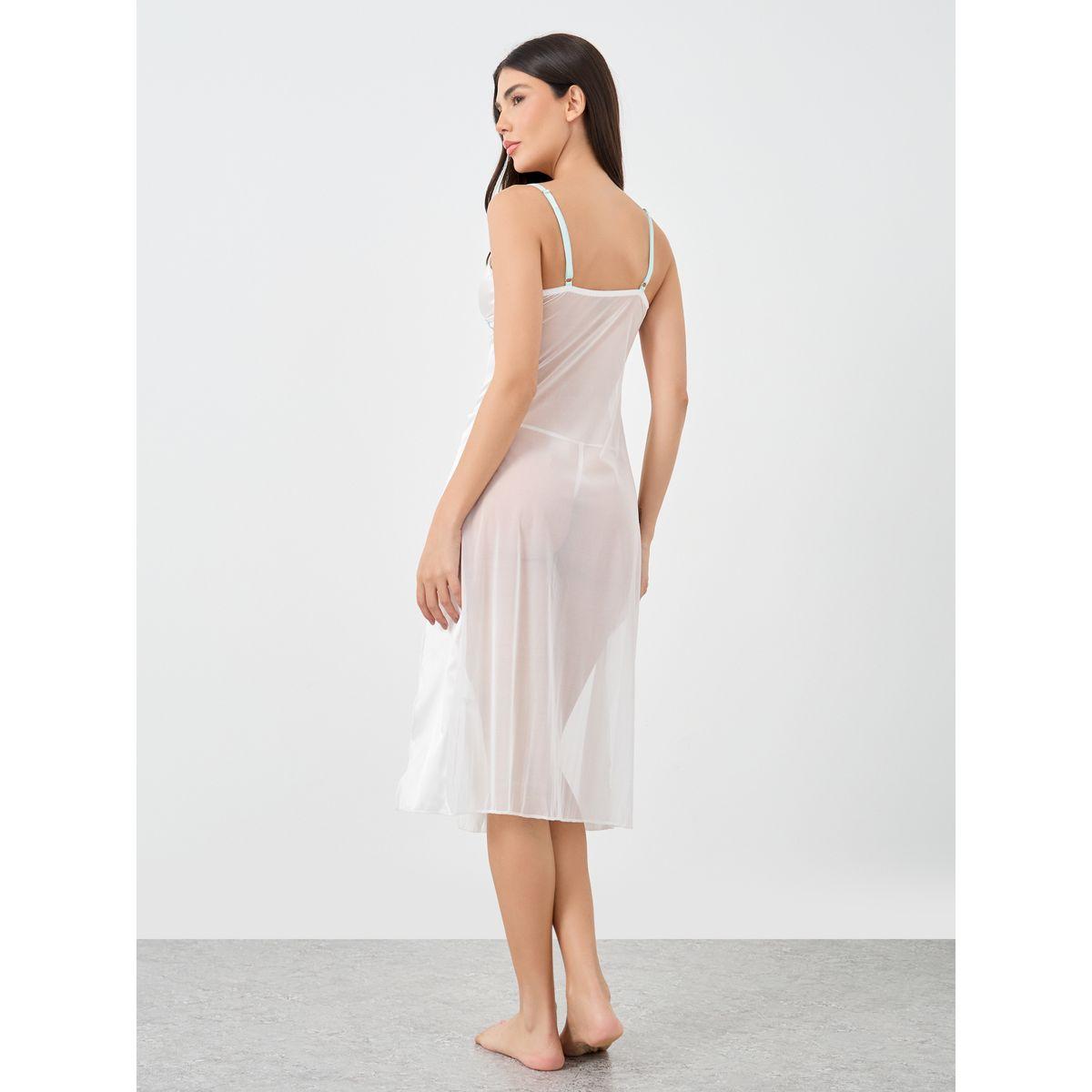 Styli Women Solid Floral Lace Trim Split Hem Cami Dress with Thong-women-clothing-lingerie-babydollsandbodysuits-image-4