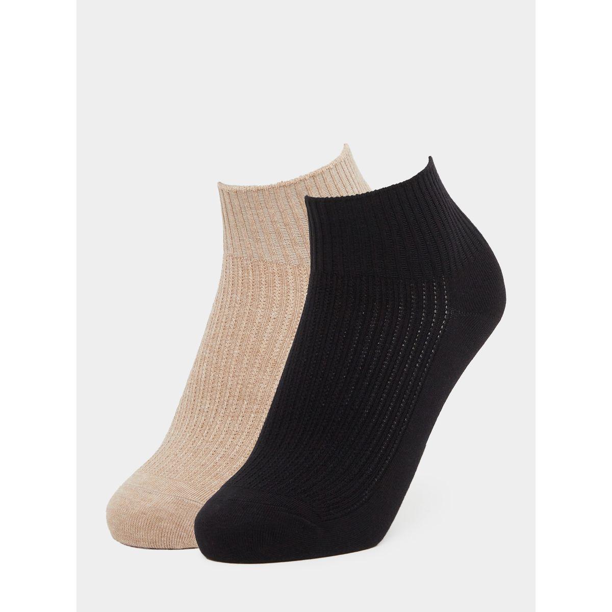 مجموعة من 2 - جوارب سادة بطول الكاحل-women-socksandstockings-image-1