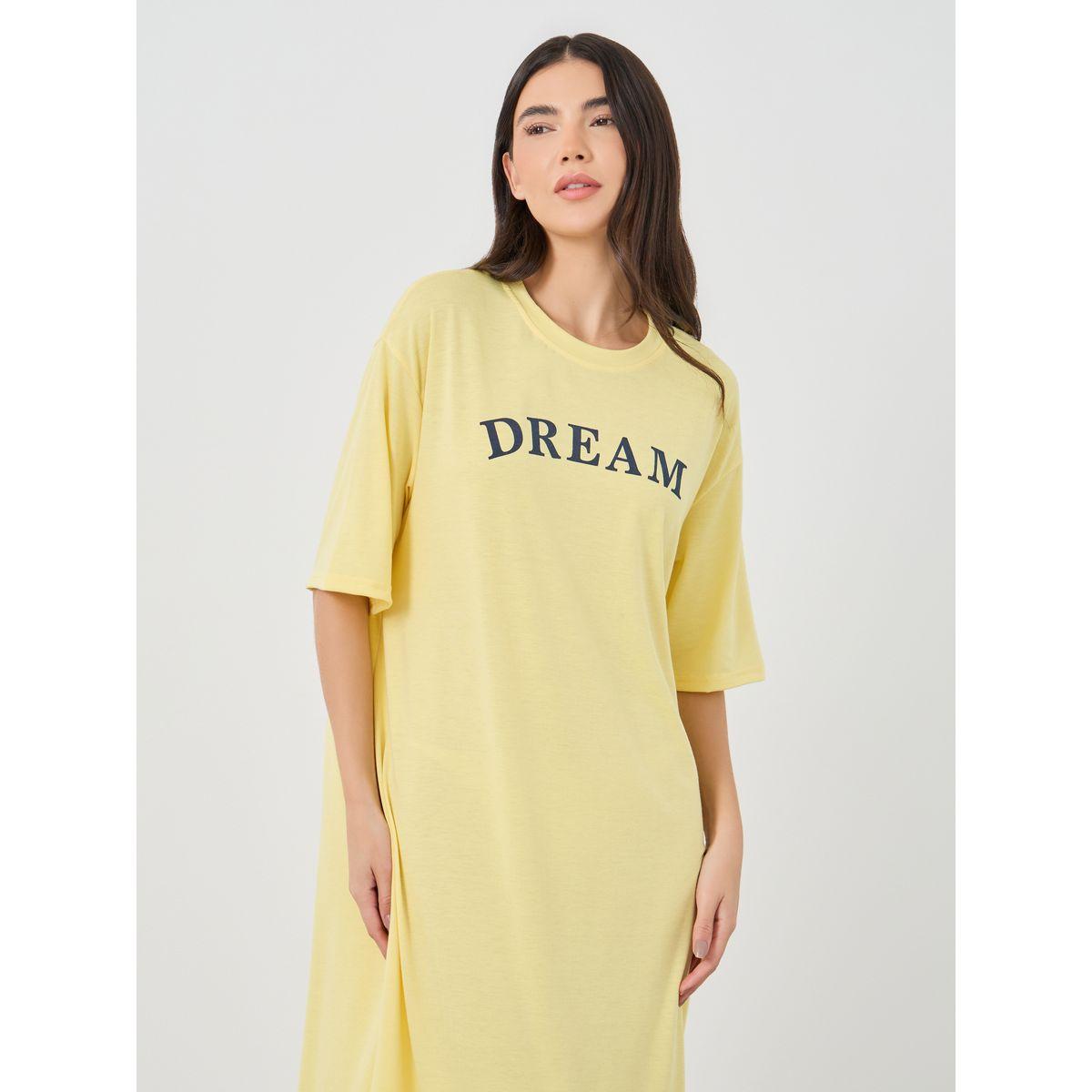 Styli Slogan Print Short Sleeve Midi Nightdress-women-clothing-nightwear-nighties-image-2