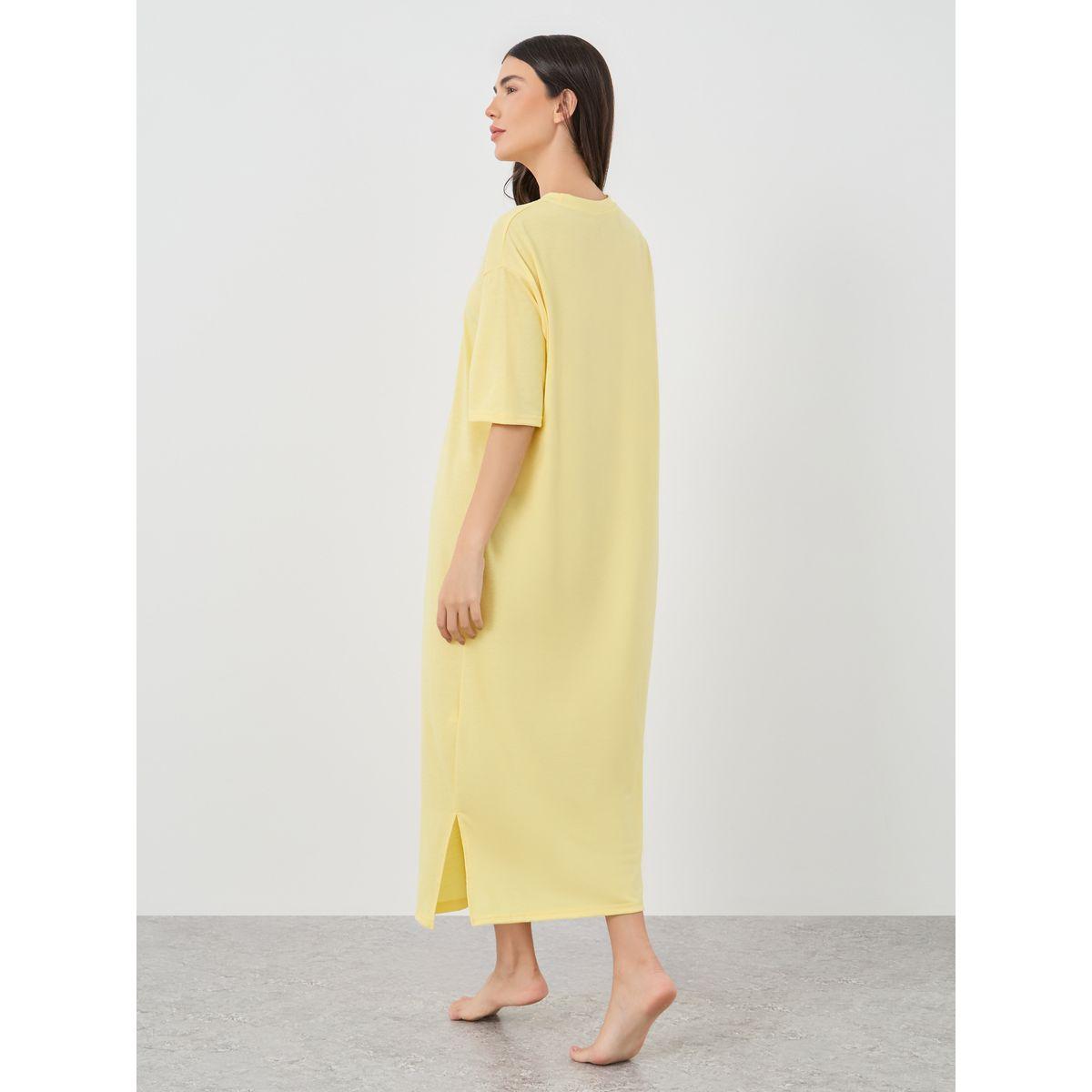 Styli Slogan Print Short Sleeve Midi Nightdress-women-clothing-nightwear-nighties-image-4