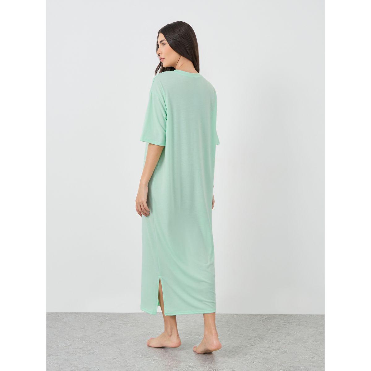 Styli Slogan Print Short Sleeve Midi Nightdress-women-clothing-nightwear-nighties-image-4