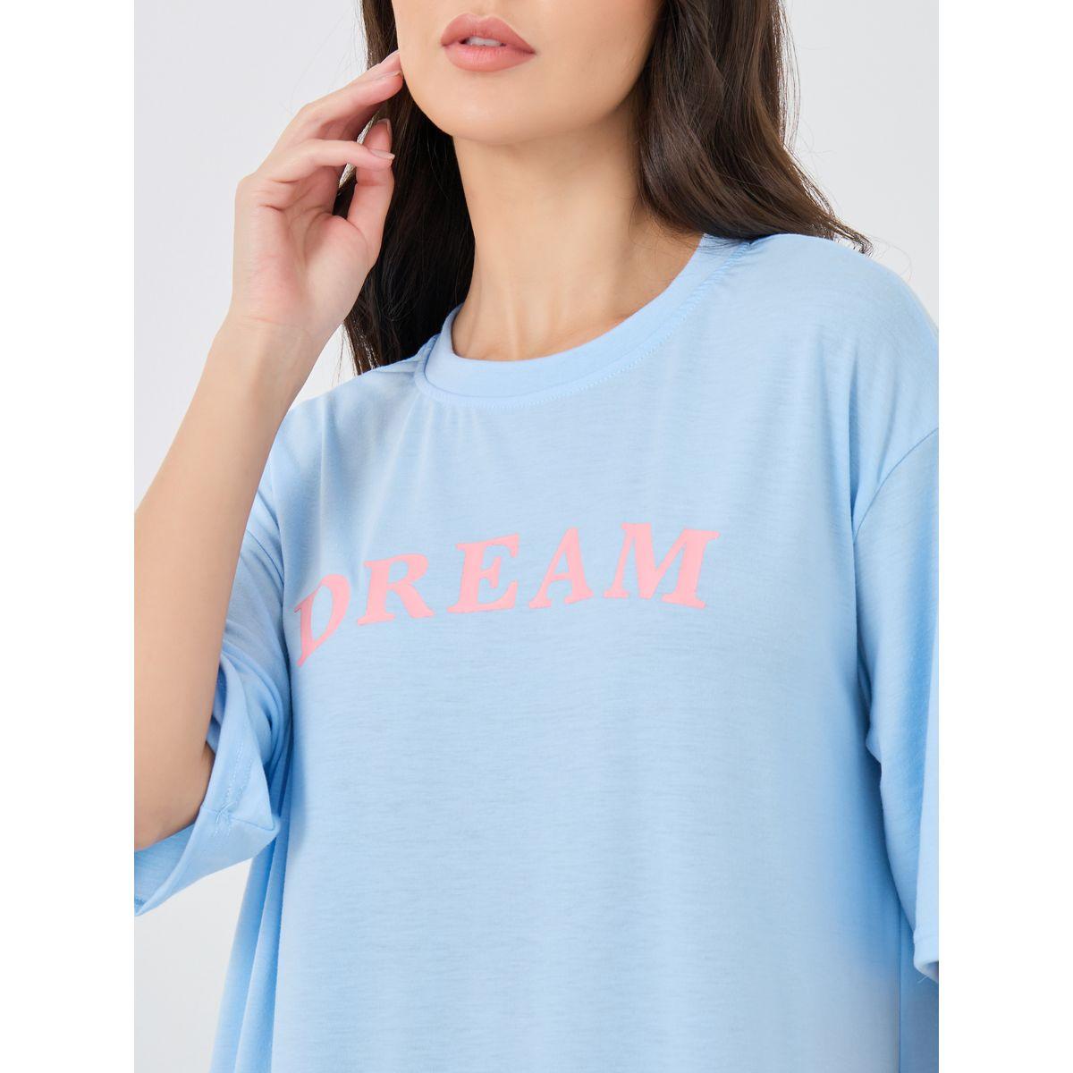 Styli Slogan Print Short Sleeve Midi Nightdress-women-clothing-nightwear-nighties-image-3