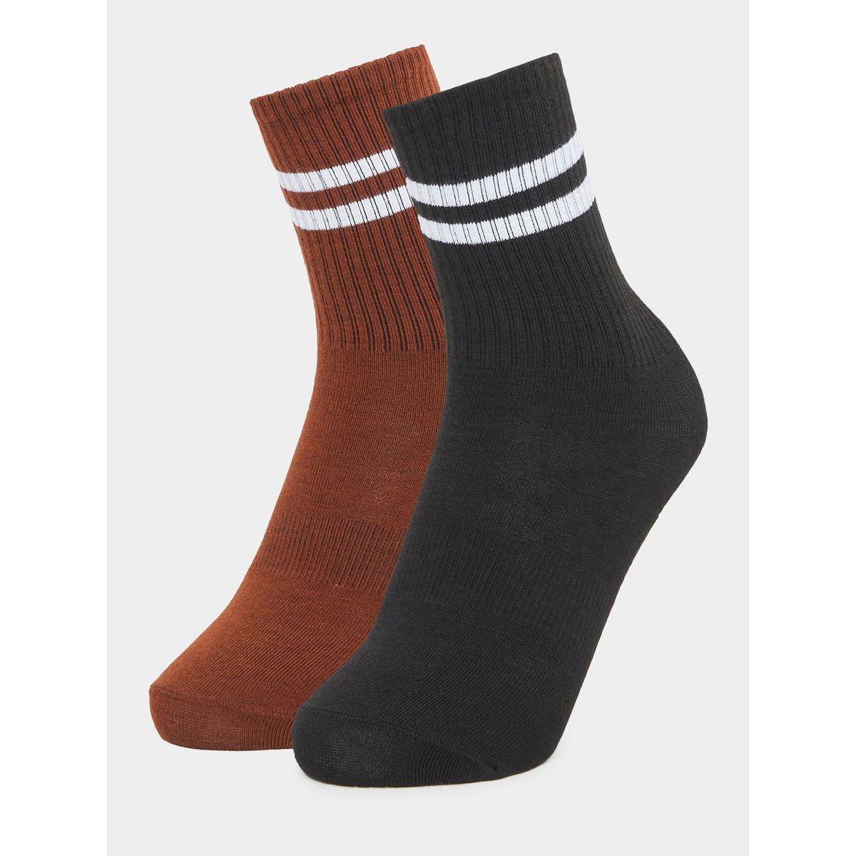 مجموعة من 2 - جوارب بتفاصيل مخططة-women-socksandstockings-image-1