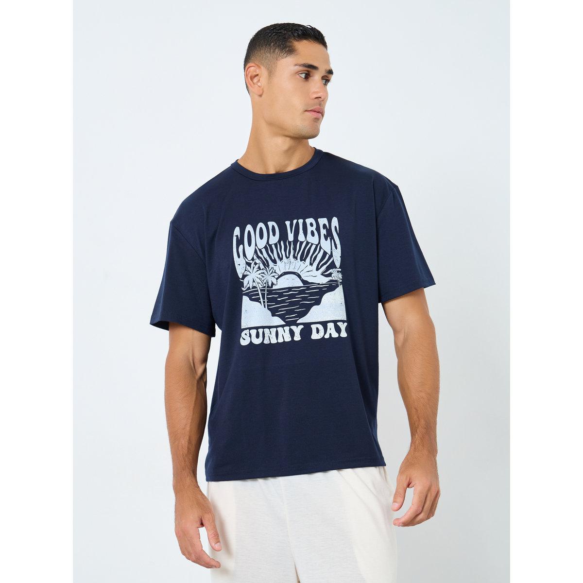 Styli Men Graphic Print T-Shirt and Shorts Set-men-clothing-nightwear-sets-image-2