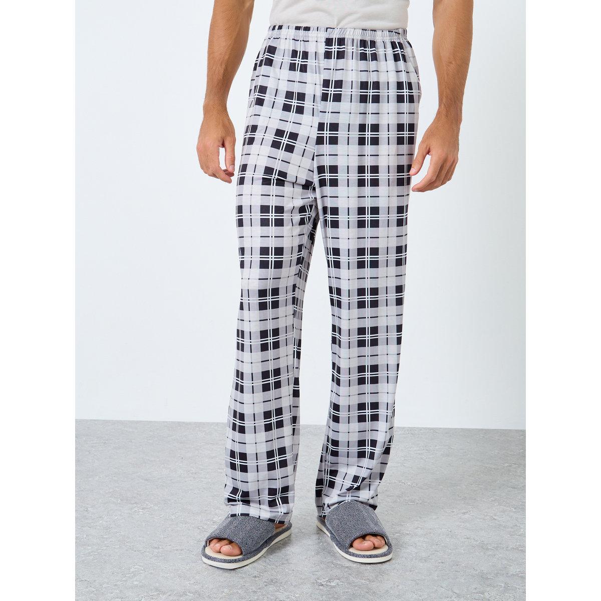 Styli Men Slogan Print T-Shirt and Checked Pyjama Set-men-clothing-nightwear-sets-image-5