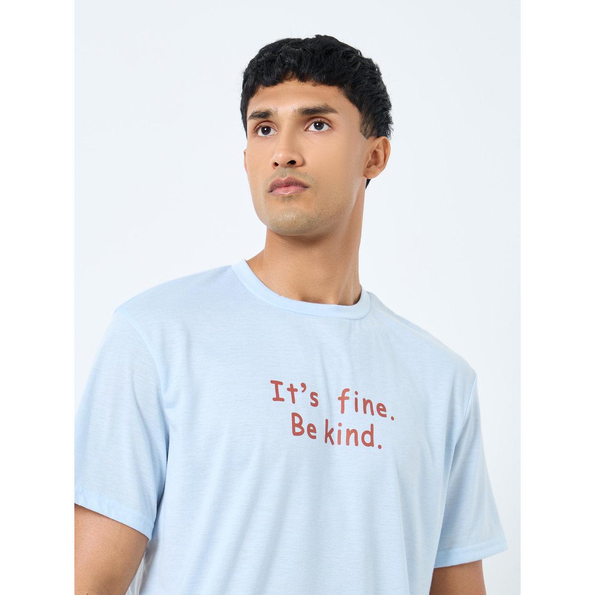 Styli Men Slogan Print T-Shirt and Checked Pyjama Set-men-clothing-nightwear-sets-image-3