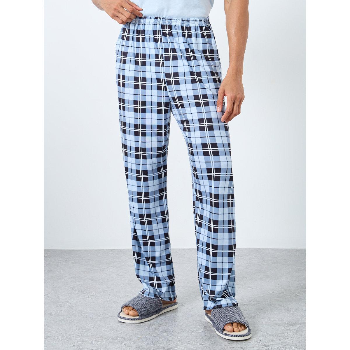 Styli Men Slogan Print T-Shirt and Checked Pyjama Set-men-clothing-nightwear-sets-image-5