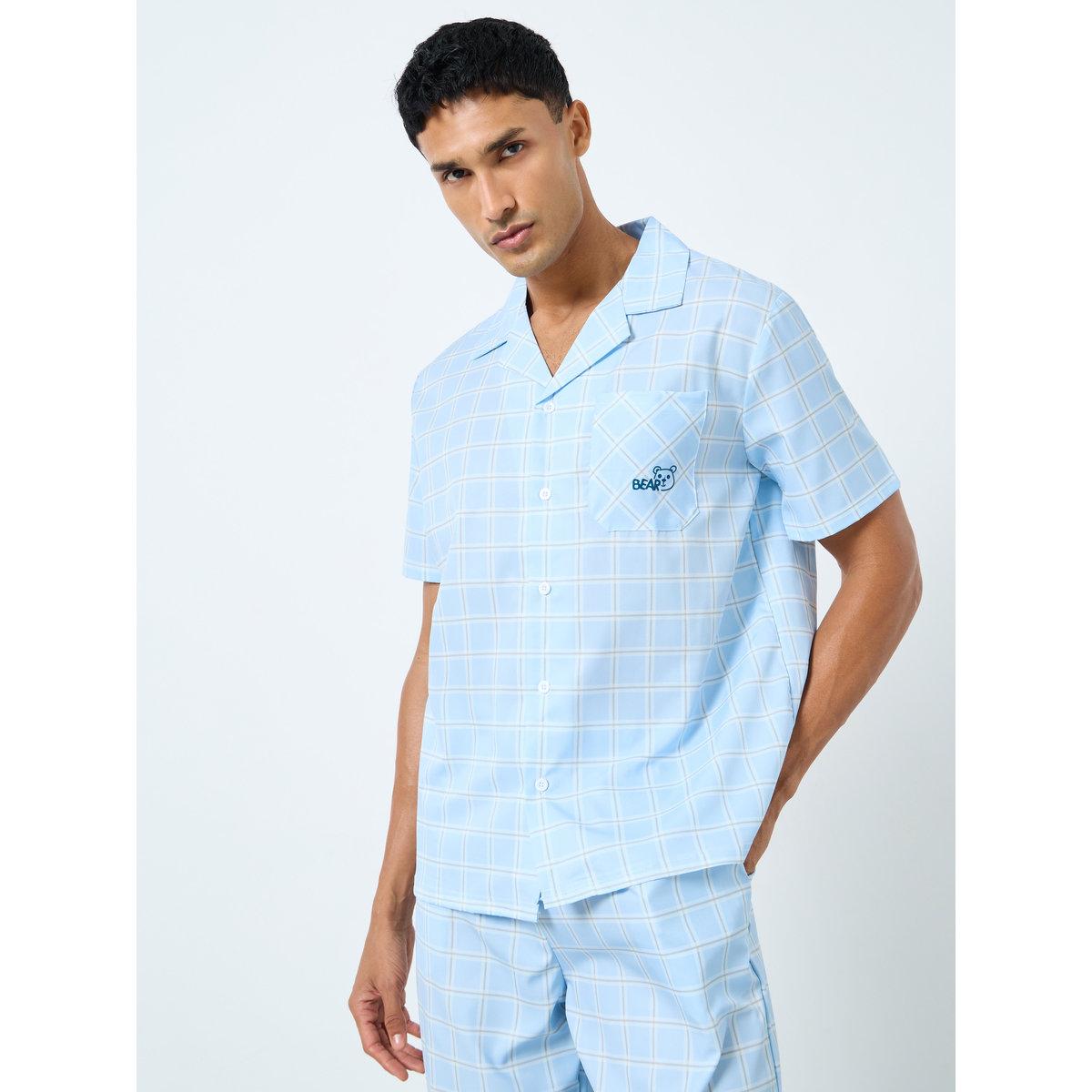 طقم من بنطال بيجاما وقميص بطبعة مربعات-men-clothing-nightwear-sets-image-2