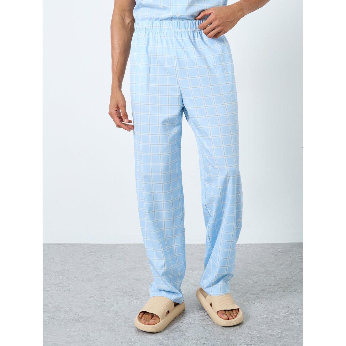 Styli Men Blue Checked Shirt and Pyjama Set-men-clothing-nightwear-sets-image-5