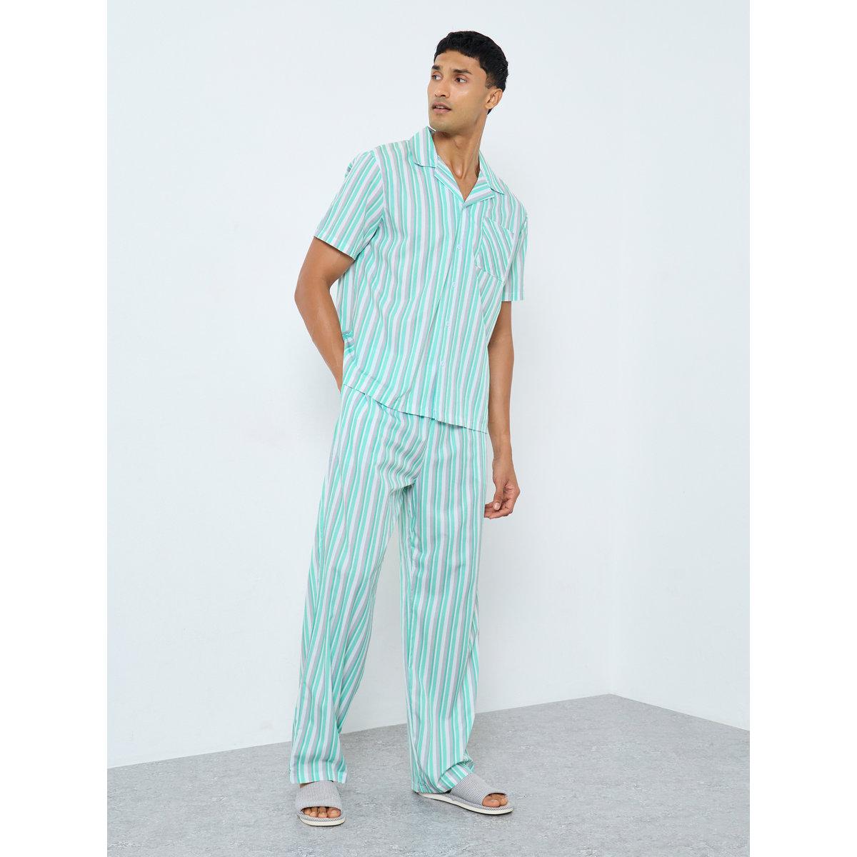 Styli Men Striped Shirt and Pyjama Set-men-clothing-nightwear-sets-image-1
