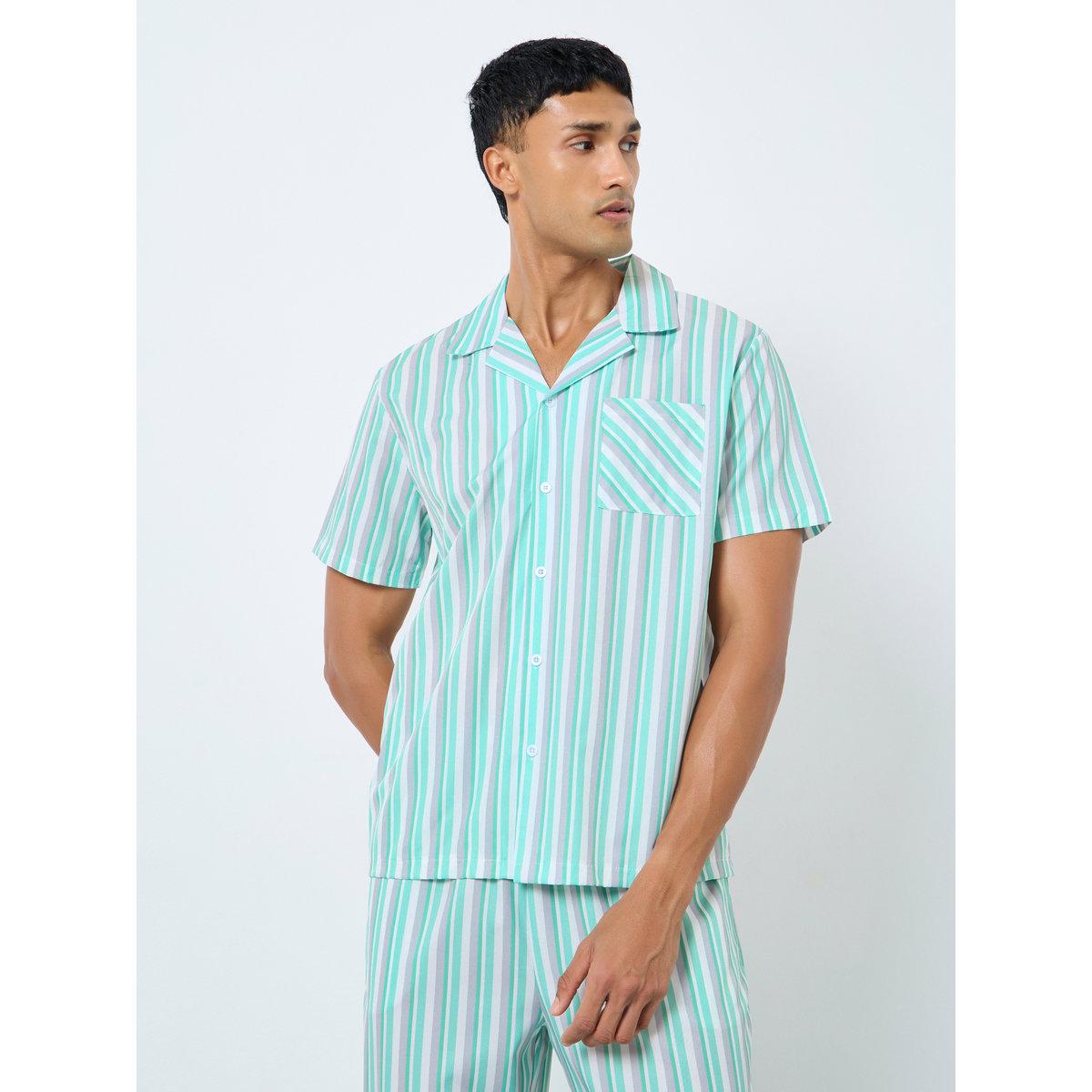 Styli Men Striped Shirt and Pyjama Set-men-clothing-nightwear-sets-image-2