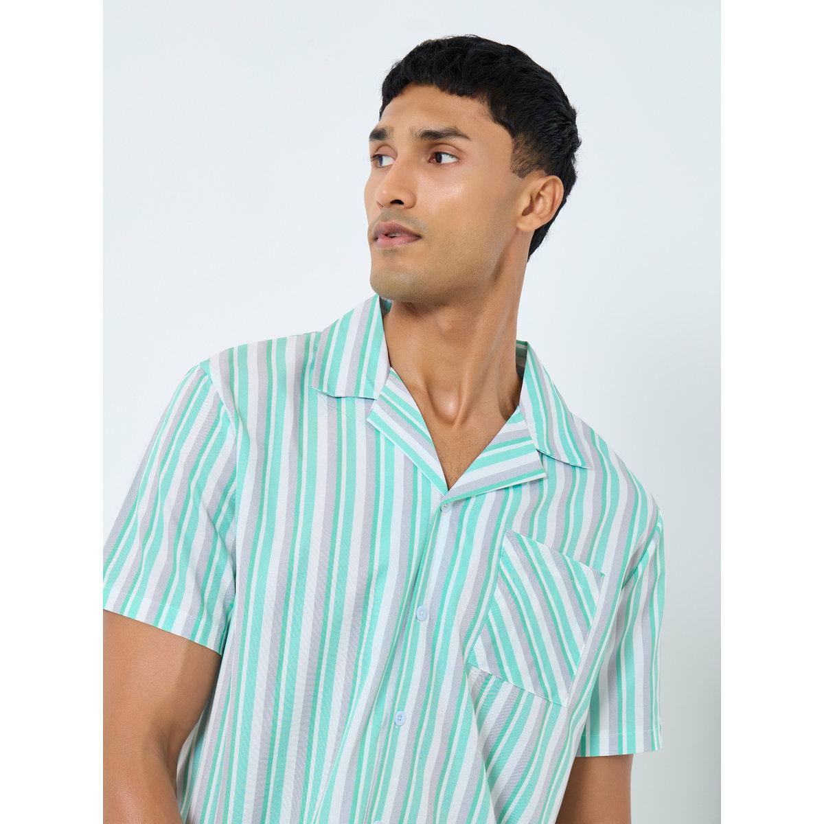 Styli Men Striped Shirt and Pyjama Set-men-clothing-nightwear-sets-image-3