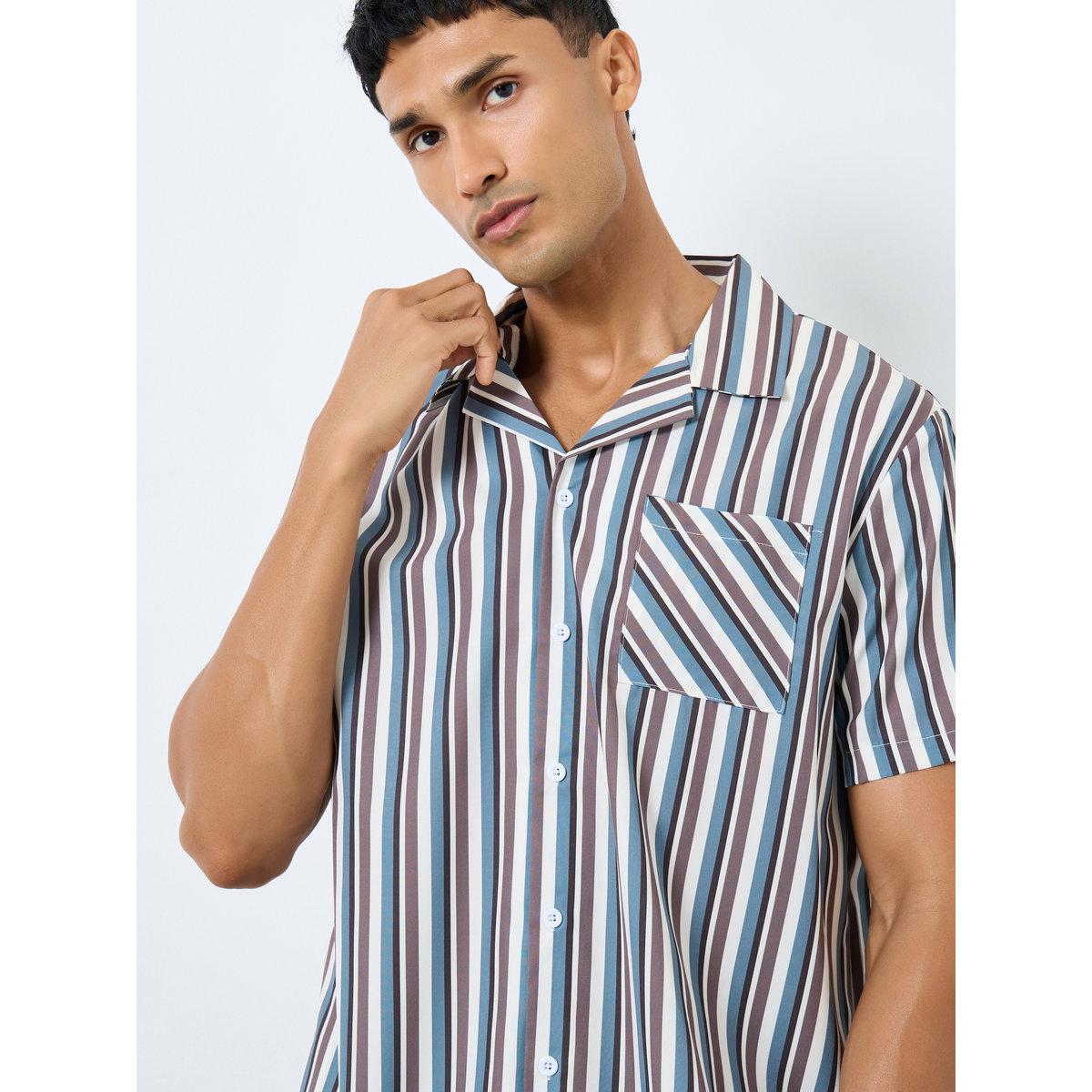 Styli Men Striped Shirt and Pyjama Set-men-clothing-nightwear-sets-image-3