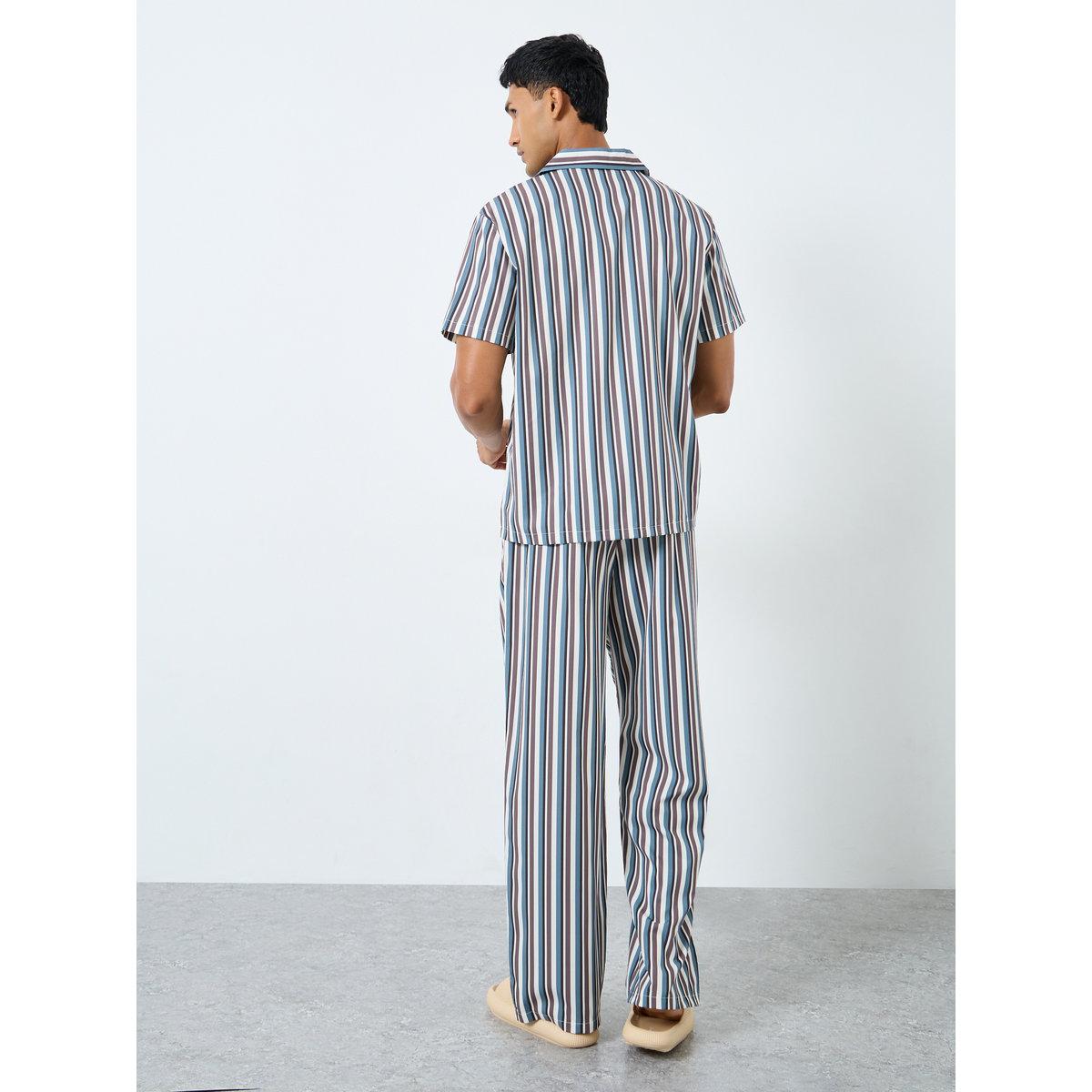 Styli Men Striped Shirt and Pyjama Set-men-clothing-nightwear-sets-image-4