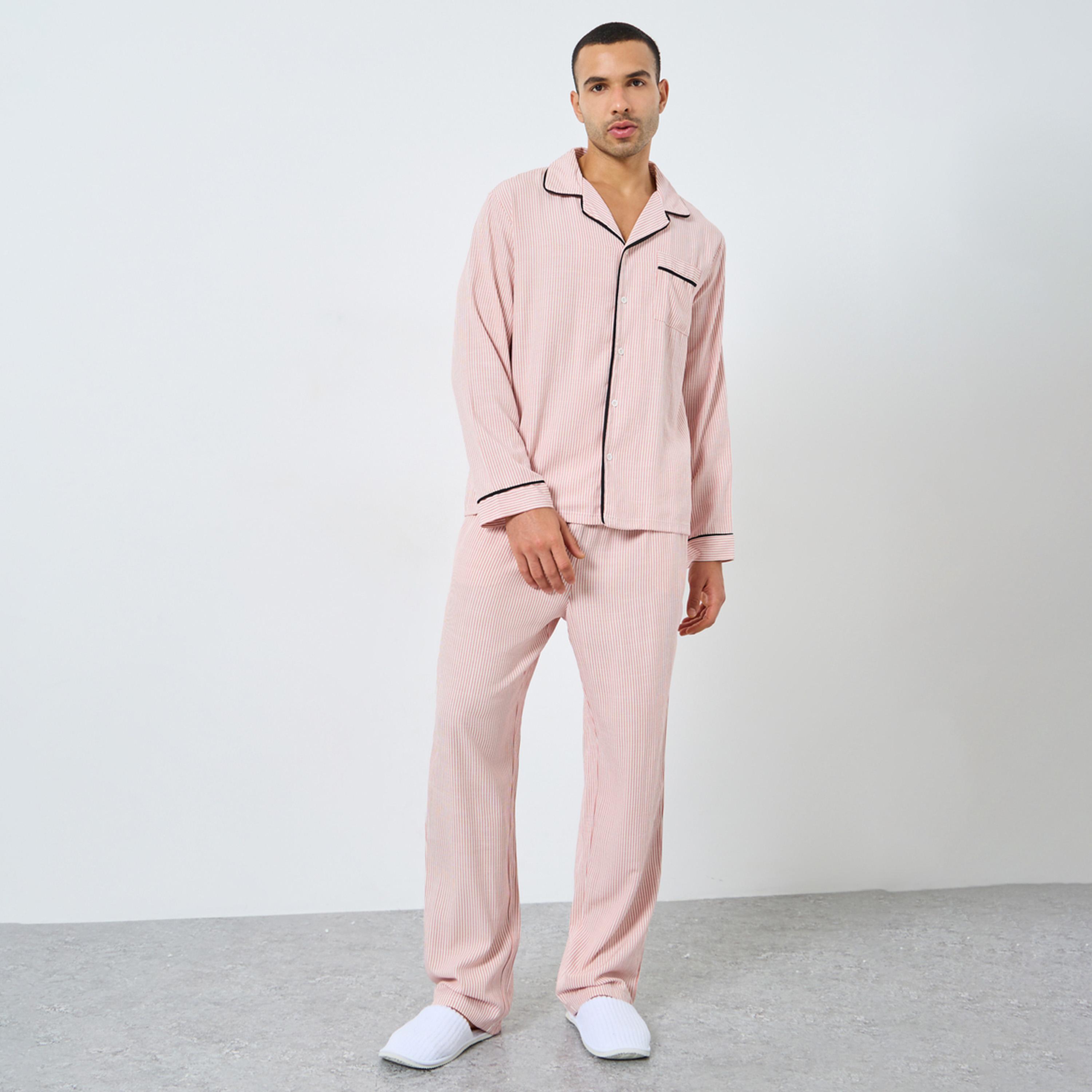 Styli Men Striped Shirt and Pajama Set-men-clothing-nightwear-sets-image-1