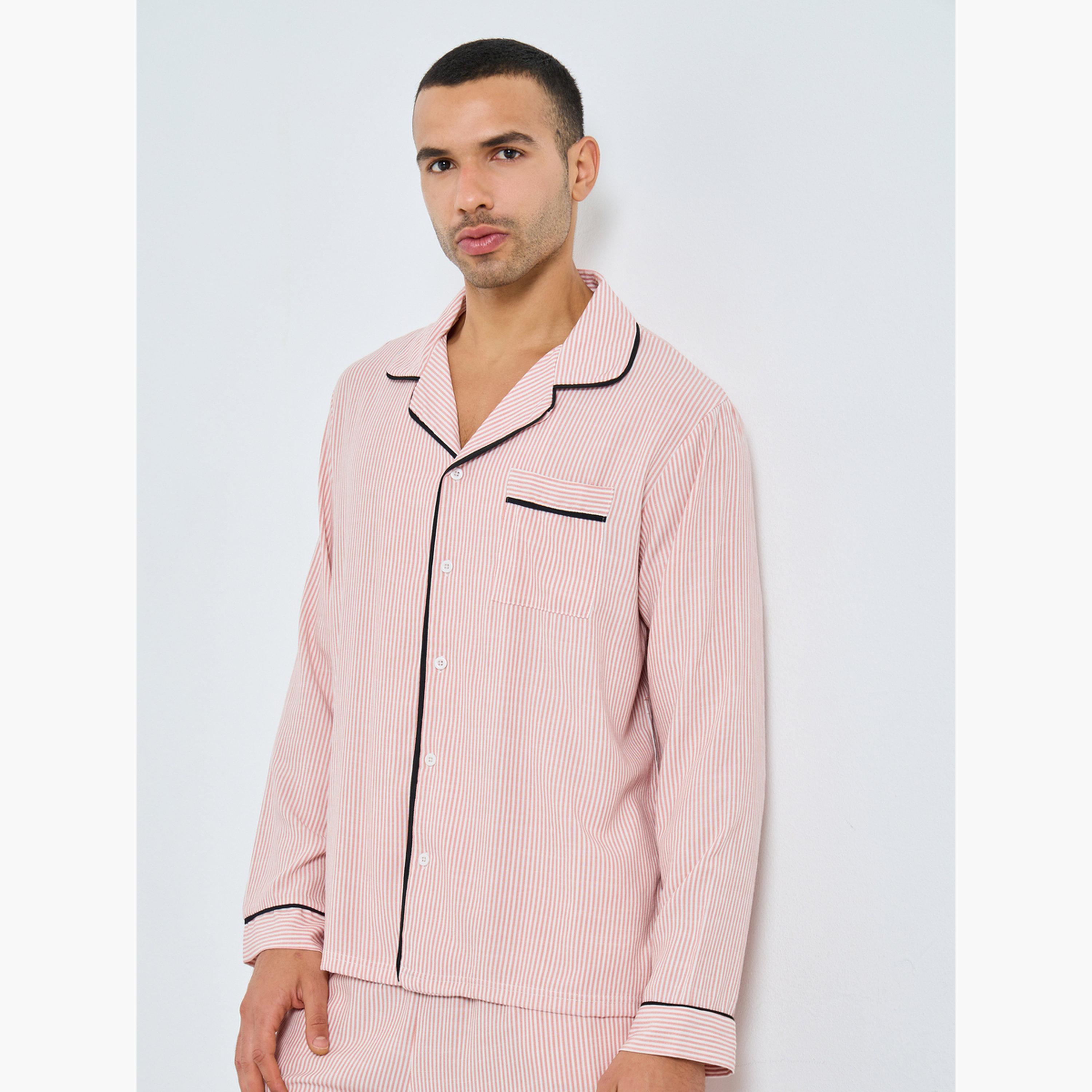Styli Men Striped Shirt and Pajama Set-men-clothing-nightwear-sets-image-2