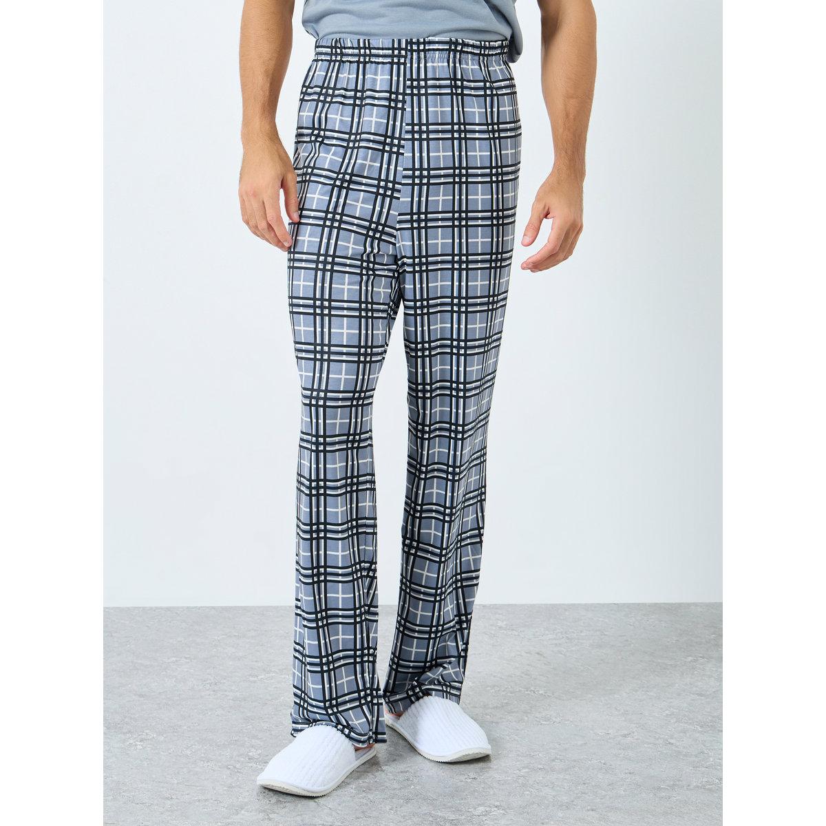Styli Men Blue T-Shirt and Checked Pyjama Set-men-clothing-nightwear-sets-image-5