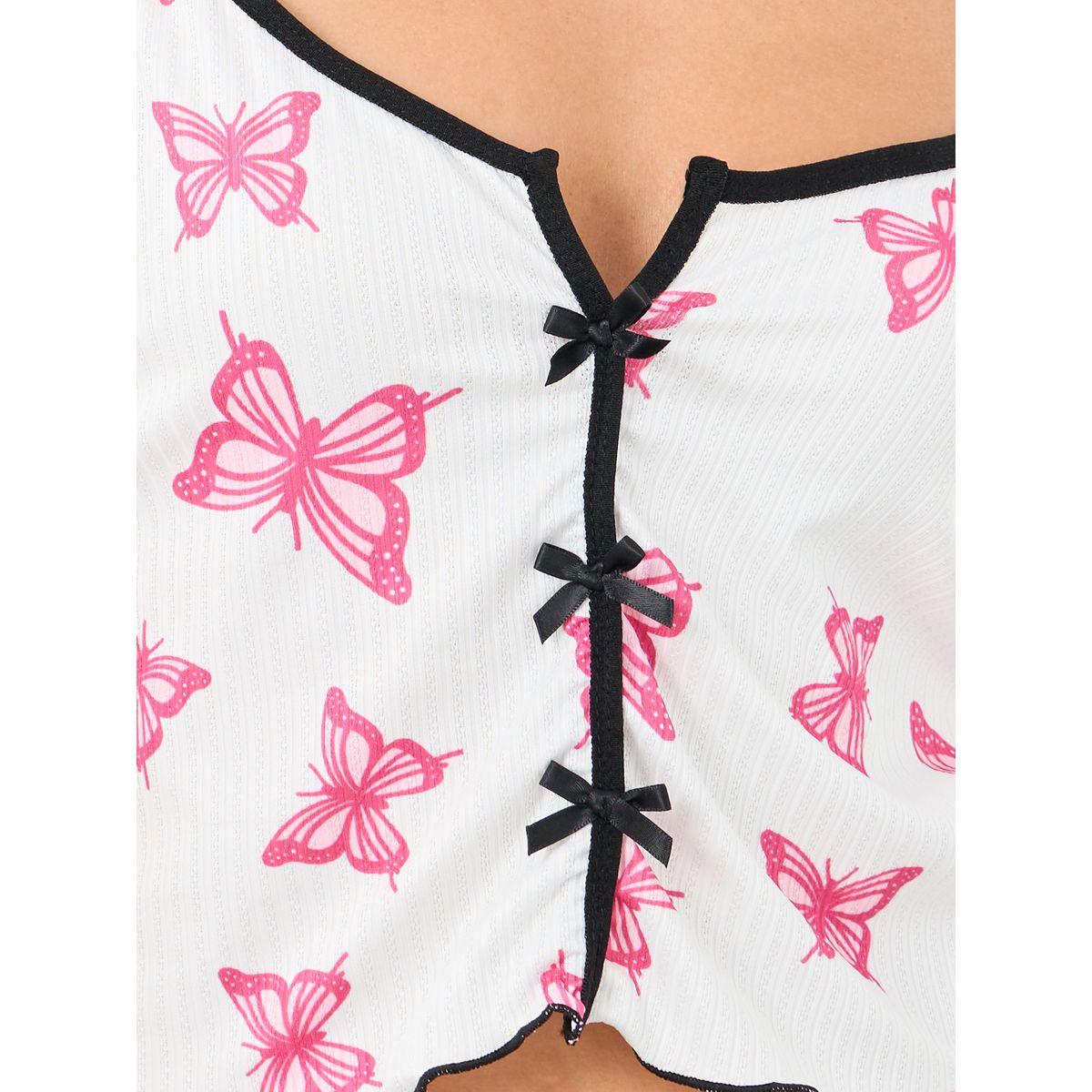 طقم منسق من شورت بحواف متعرجة وبلوزة بطبعة فراشة-women-clothing-lingerie-lingeriesets-image-3