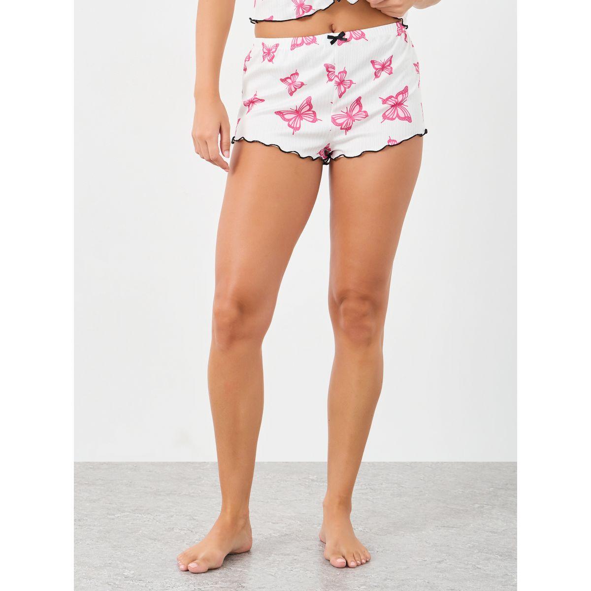طقم منسق من شورت بحواف متعرجة وبلوزة بطبعة فراشة-women-clothing-lingerie-lingeriesets-image-5