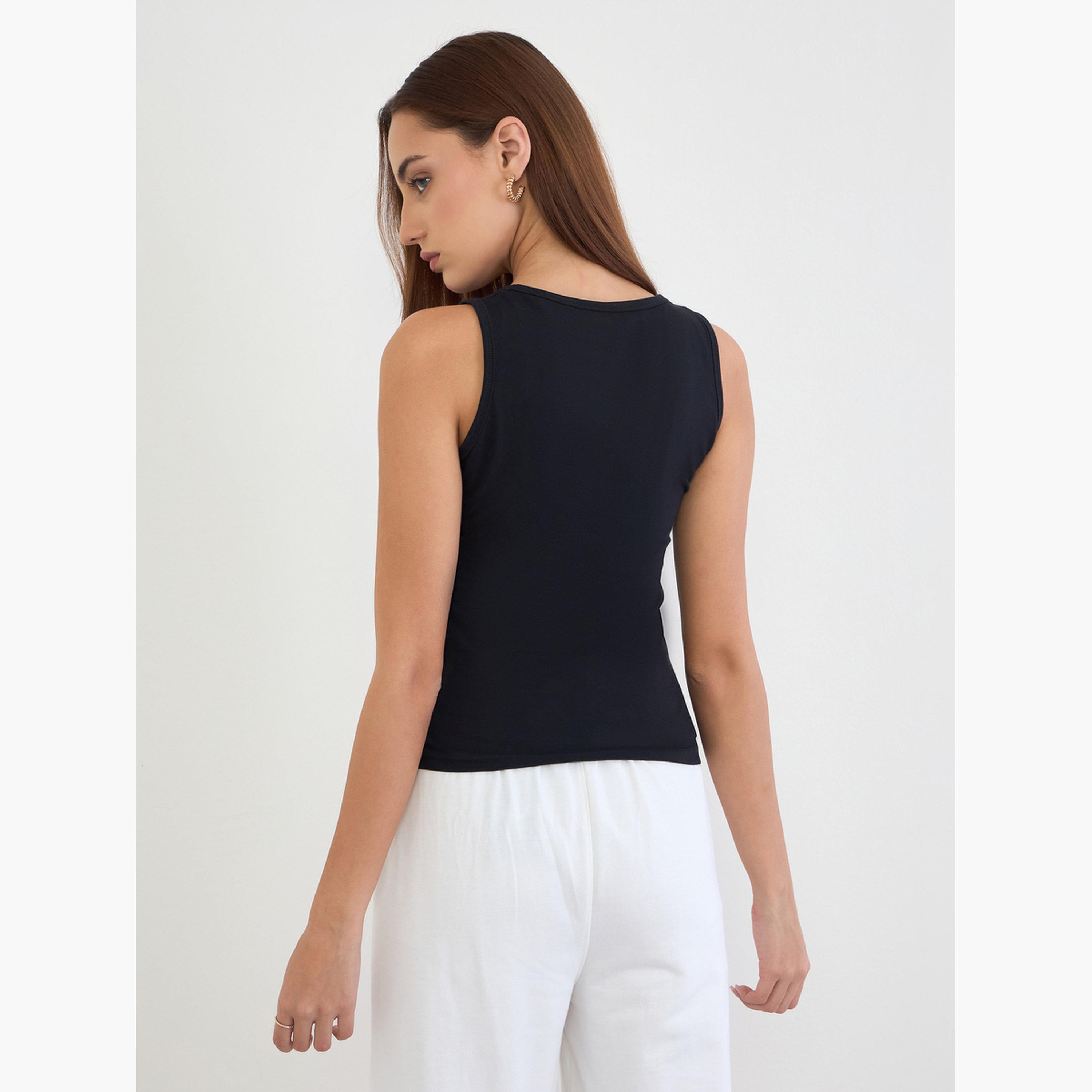 ستايلي - توب أسود مقاس ملائم-women-clothing-tshirts-image-5
