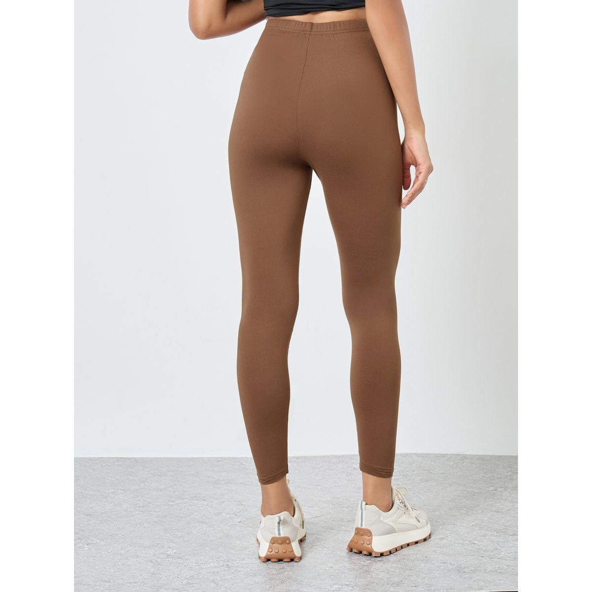Styli Women Brown Leggings with Elastic Waist-women-clothing-bottoms-leggings-image-4